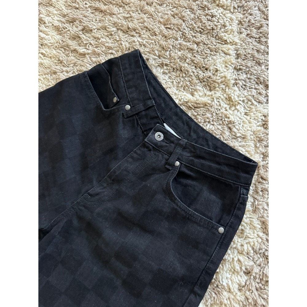 The Ragged Priest Black Checkerboard High Waisted Straight Leg Denim Jeans - Picture 7 of 9